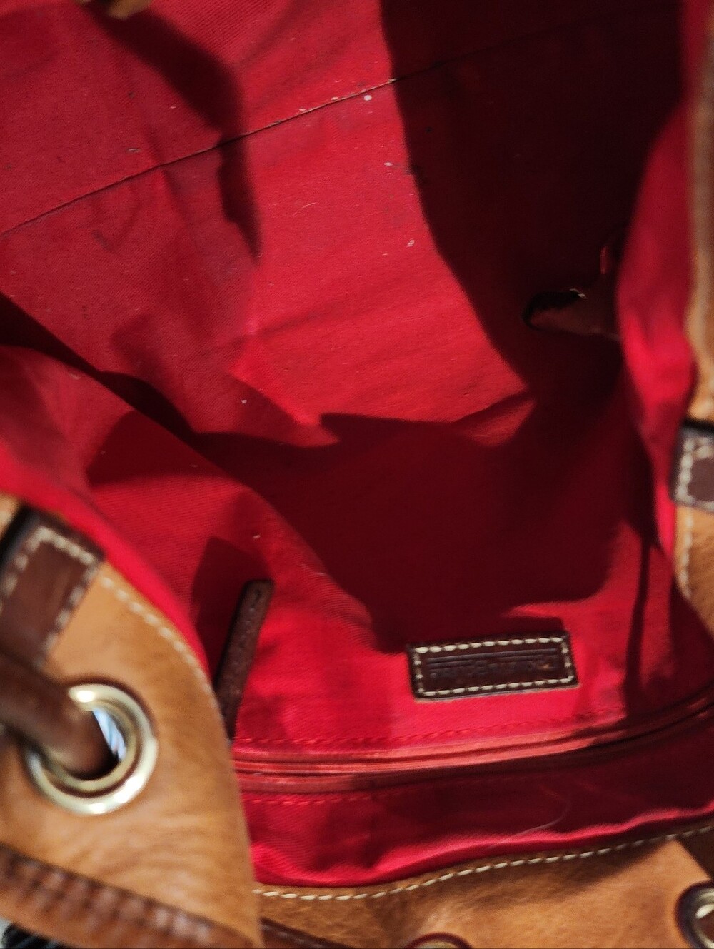 Dooney & Bourke Pebble Leather Drawstring Bucket Bag in Cognac - Picture 6 of 7